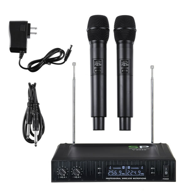 2 Channel Wireless Microphone Receiver Kit–VHF Handheld Condenser Karaoke Switch